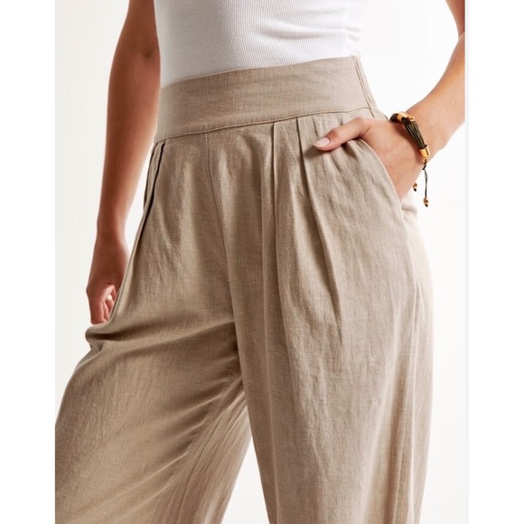 Abercrombie & Fitch Pants - Abercrombie Fitch Linen Blend Wide Leg Coastal Pants Womens XS Old Money Resort